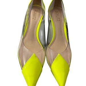 SCHUTZ Women's Neon Yellow Pointed Heels size 8.5 New!